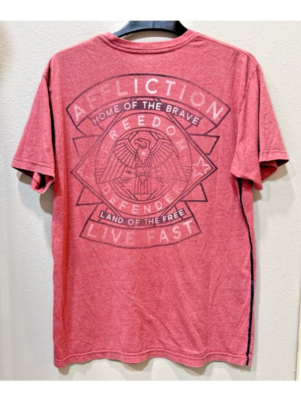 Affliction T-Shirt Men's XL Freedom Defender Double Sided Patriotic Short Sleeve